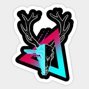 New Retro Wave Stag Skull Pixelart Sticker